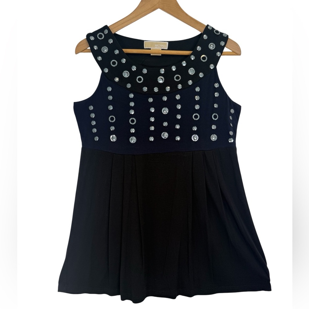 NWT Michael Kors Halter Top Medium Silver Stud and Ring Sequins